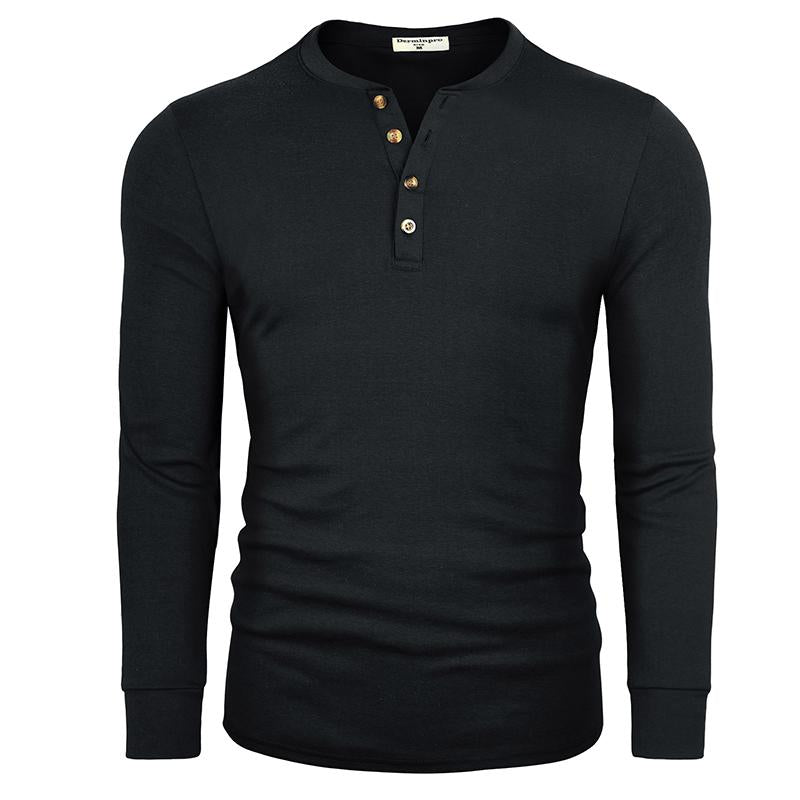 2024 Men'S Cotton Shirts Henley New Design Spring Fall Casual Tshirts Quick Dry Breathable Anit-Wrinkle Full Long Sleeve T-Shrit Tops New Arrival Summer Autumntee D8CT09