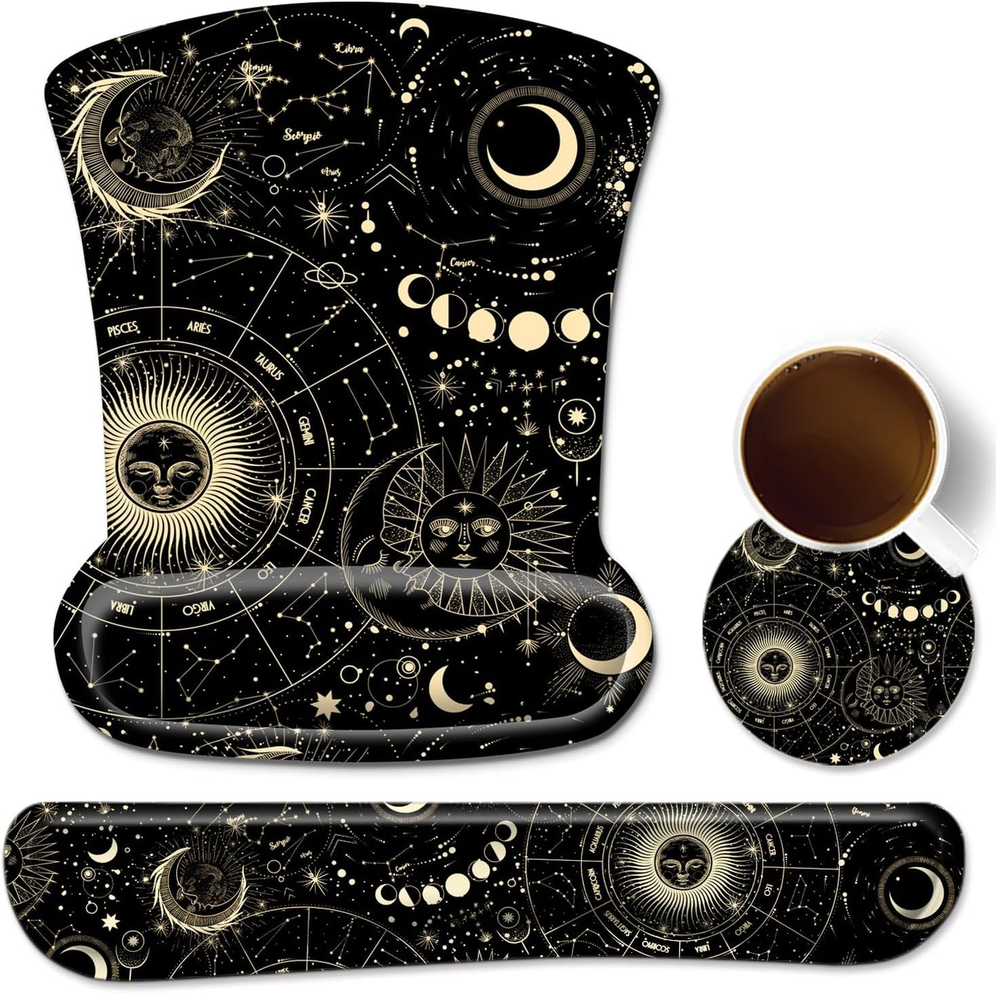 Ergonomic Mouse Pad with Wrist Rest Support and Keyboard Wrist Rest Pad, Cute Wrist Pad with Non-Slip Rubber Base and Raised Memory Foam, Easy Typing & Pain Relief, Four Seasons Tree - Kiki of DC Styles Store