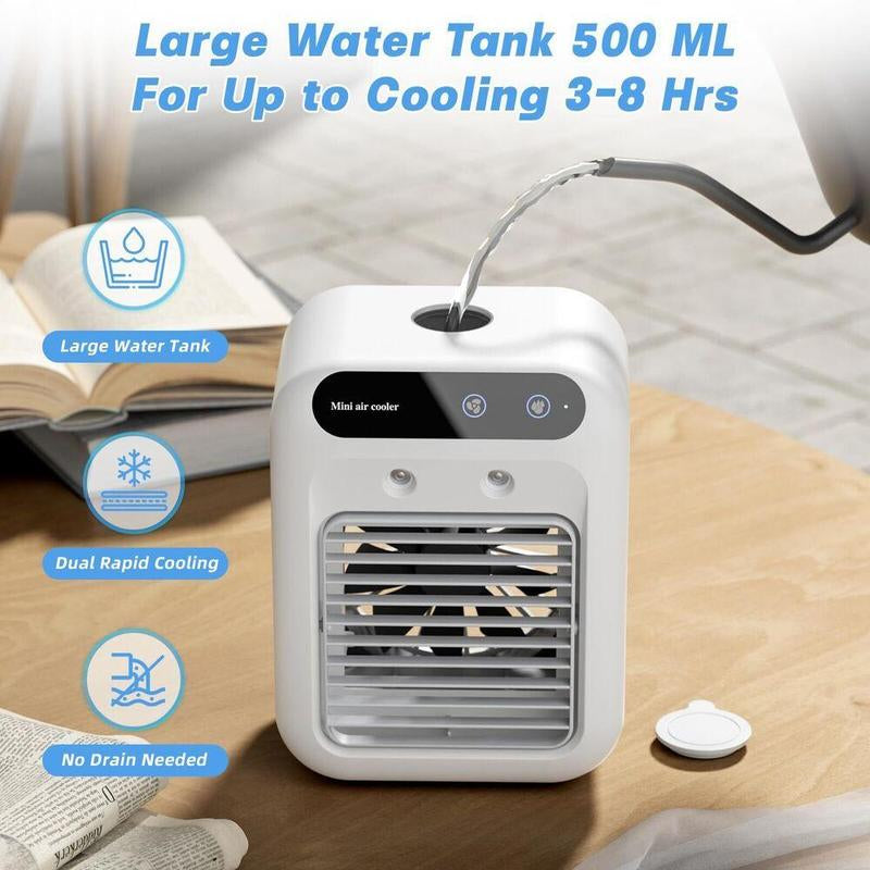 3-in-1 Portable Air Conditioner with Dual-Speed Mist Fan - Compact Cooling Solution for Travel, Office, Living Room, and Bedroom