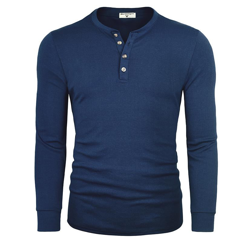 2024 Men'S Cotton Shirts Henley New Design Spring Fall Casual Tshirts Quick Dry Breathable Anit-Wrinkle Full Long Sleeve T-Shrit Tops New Arrival Summer Autumntee D8CT09
