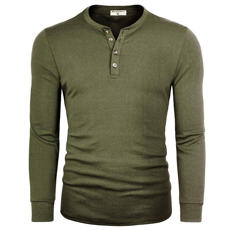2024 Men'S Cotton Shirts Henley New Design Spring Fall Casual Tshirts Quick Dry Breathable Anit-Wrinkle Full Long Sleeve T-Shrit Tops New Arrival Summer Autumntee D8CT09