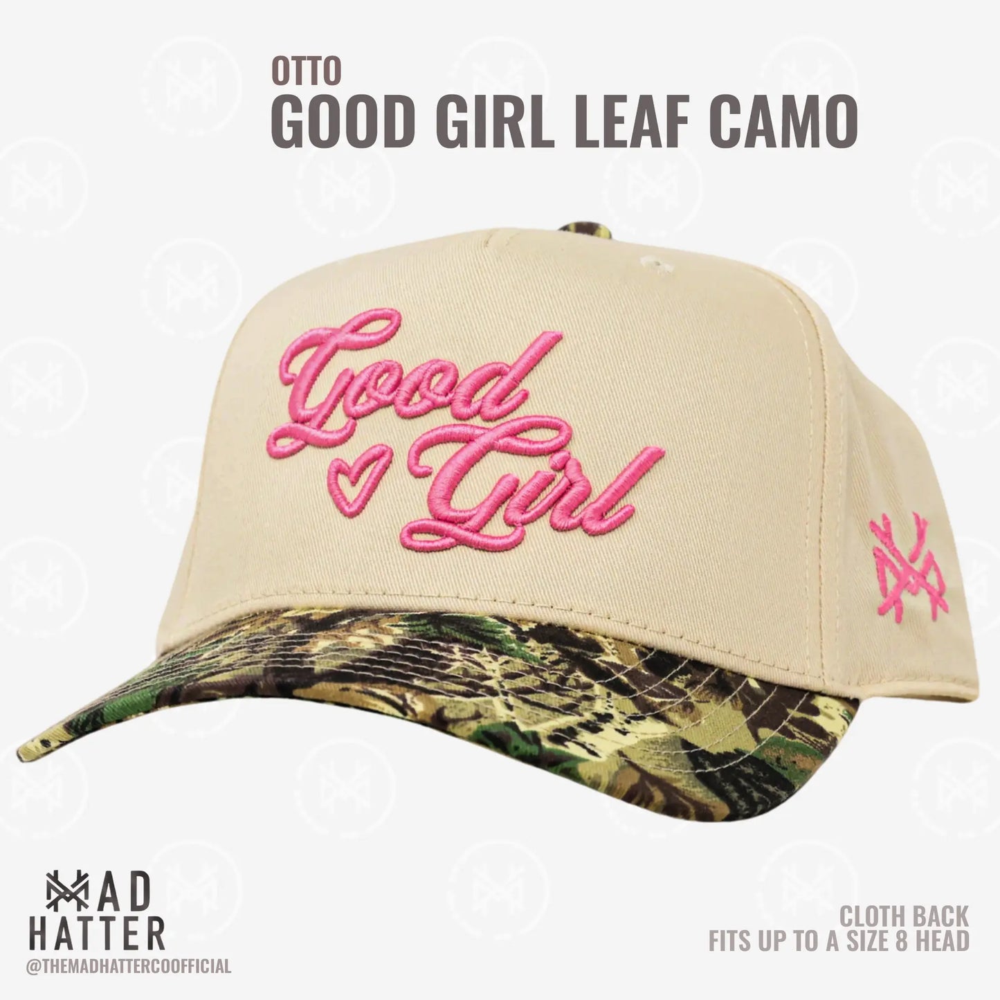 Elevate Your Style with the Good Girl 3D Puff Embroidered Trucker Hat - Adjustable Snapback for Women, Fits Up to Size 8!