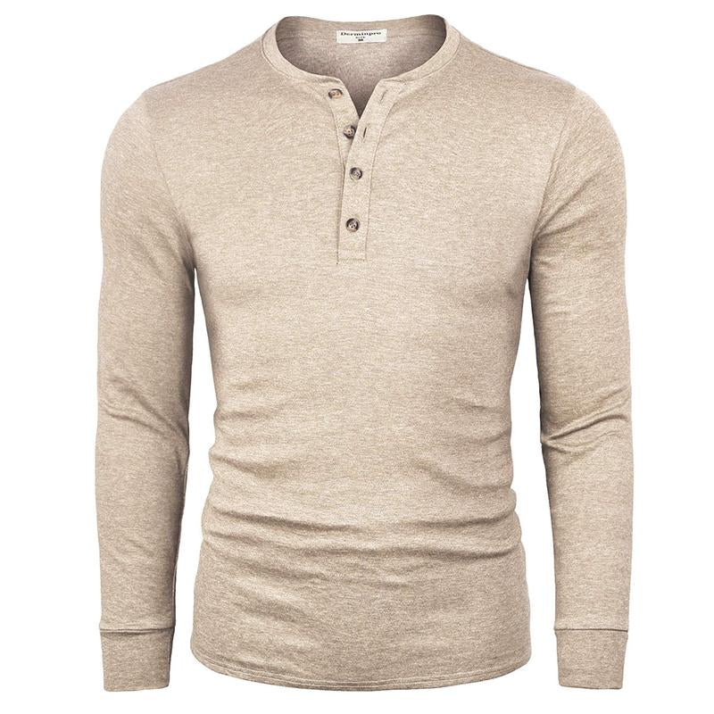 2024 Men'S Cotton Shirts Henley New Design Spring Fall Casual Tshirts Quick Dry Breathable Anit-Wrinkle Full Long Sleeve T-Shrit Tops New Arrival Summer Autumntee D8CT09
