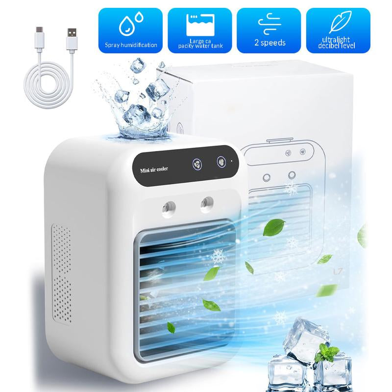 3-in-1 Portable Air Conditioner with Dual-Speed Mist Fan - Compact Cooling Solution for Travel, Office, Living Room, and Bedroom
