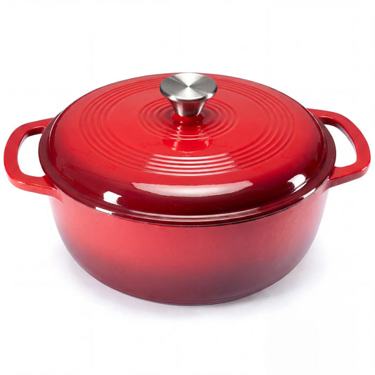 Elevate Your Cooking with Our 6QT Enameled Cast Iron Dutch Oven – Perfect for Braising, Baking, and Frying!