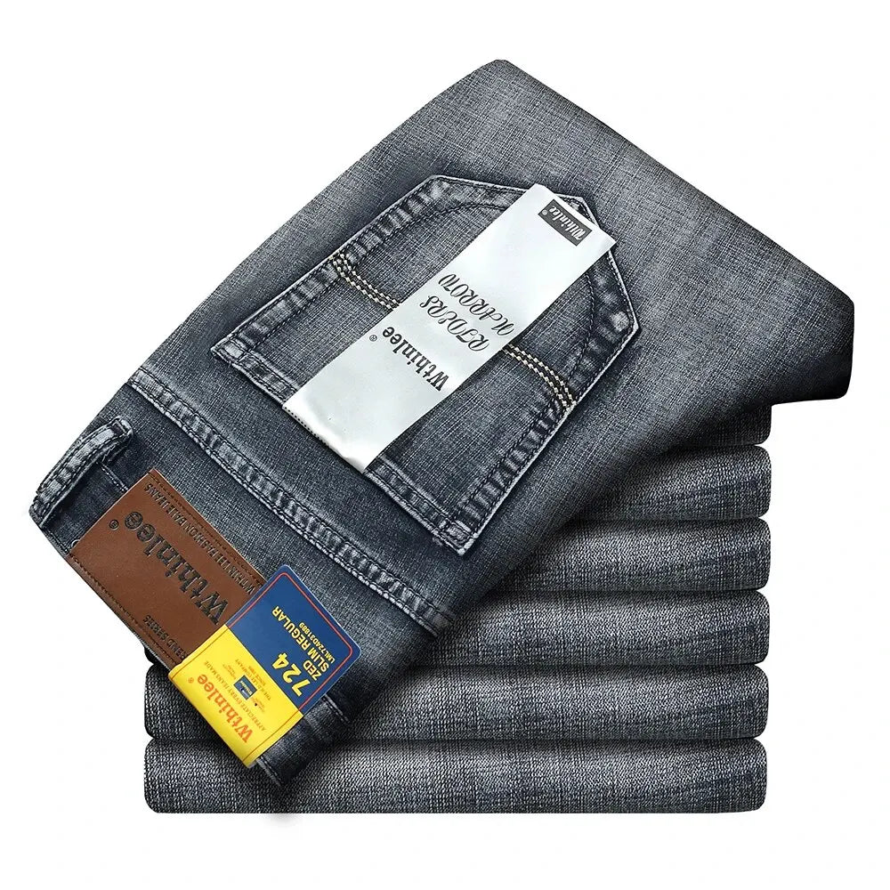 Wthinlee New Business Men's Jeans Casual Straight Stretch Fashion Classic Blue Black Work Denim Trousers Male Brand Clothing Kiki of DC Styles Store