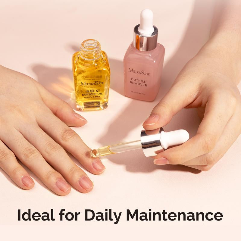 Melodysusie 25ML Cuticle Care Kit - Cuticle Oil and Cuticle Remover, Cuticle Nourishes and Softener, Promotes Nail Growth and Strength for Home and Salon Use 2PCS - Kiki of DC Styles Store