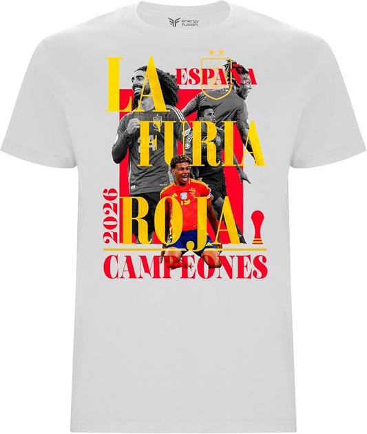 Spain World Champions 2026 La Roja Official Soccer Tee – Premium 100% Cotton Fan T-Shirt Amazon