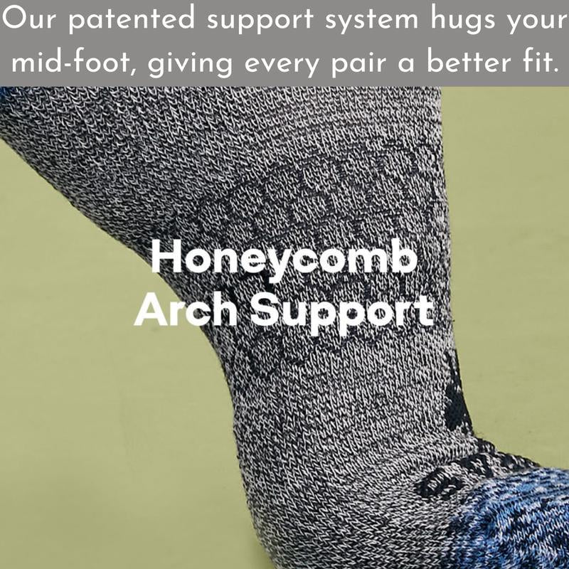 3-5 Pack Bombas Tri-Block Honeycomb Ankle Support Solid Socks for Women, Men / Multi Colors Unisex Running Socks, Seamless Toe, Compression Socks