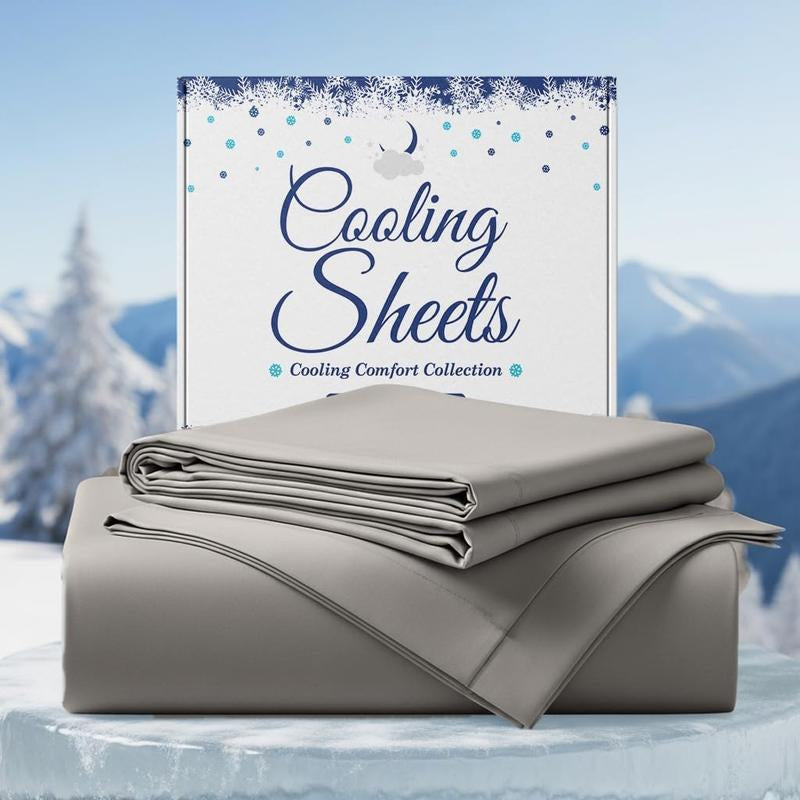 SLEEPHORIA 4 PC Cooling Sheets California King Size Bed Set - Temperature Regulating Bedding for Hot Sleepers - Deep Pocket Cooling Bed Sheets for Night Sweats and Comfort (Beige) - Kiki of DC Styles Store