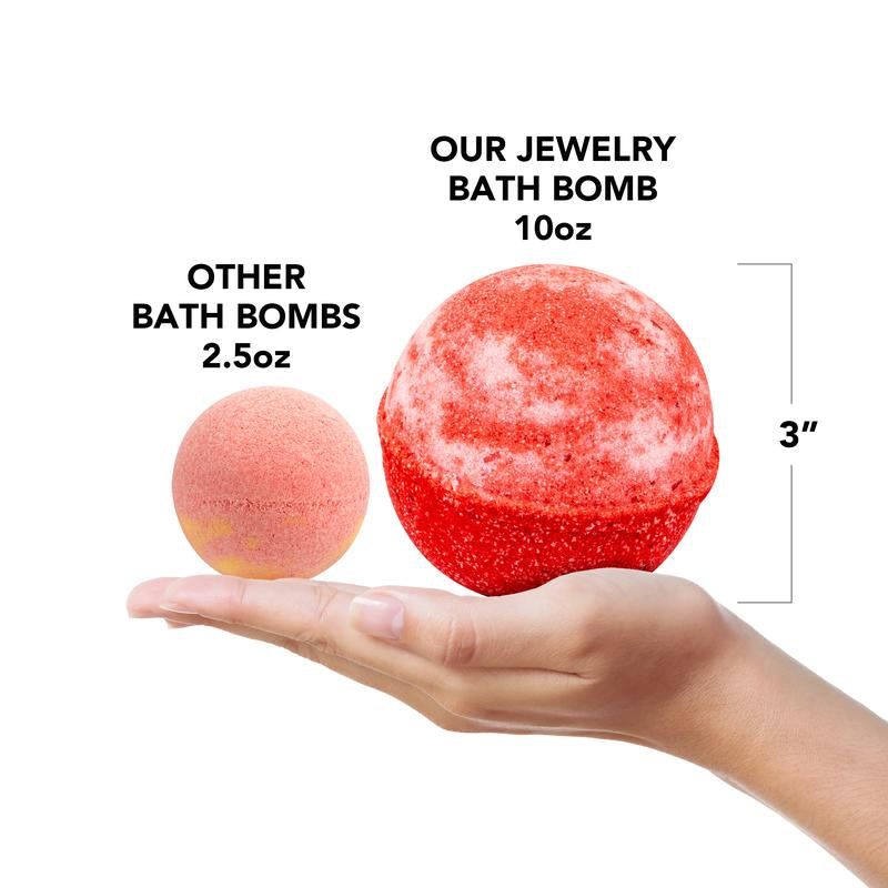 Summer Strawberry Jewelry Bath Bomb with Hidden Gem Layers of Fresh Strawberry & Strawberry Jam Scent Bright Nostalgic & Deliciously Simple Aroma Body Care Blend Scent Skin Repair Cleanser Body Wash Cleansing - Kiki of DC Styles Store