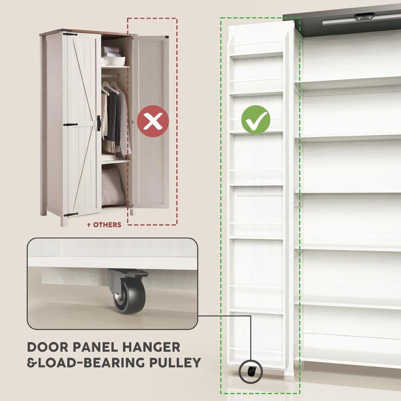 71" Kitchen Pantry Storage Cabinets with Farmhouse Doors, Adjustable Shelves for Space in Dining or Living Room, Modern Furniture Organization Closet - Kiki of DC Styles Store