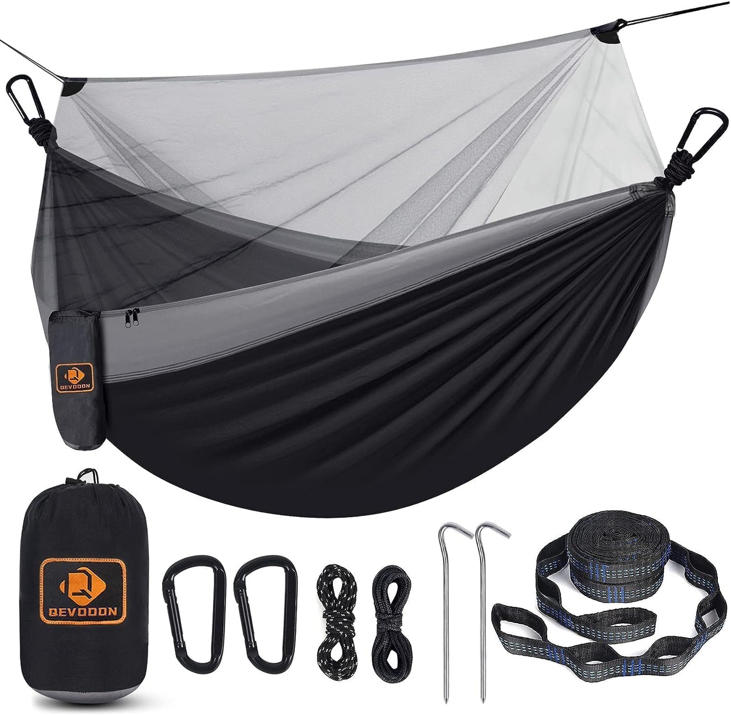 Camping Hammock with Net,Travel Portable Lightweight Hammocks with Tree Straps and Solid D-Shape Carabiners,Parachute Nylon Hammock for Outsides Backpacking Beach Backyard Patio Hiking - Kiki of DC Styles Store