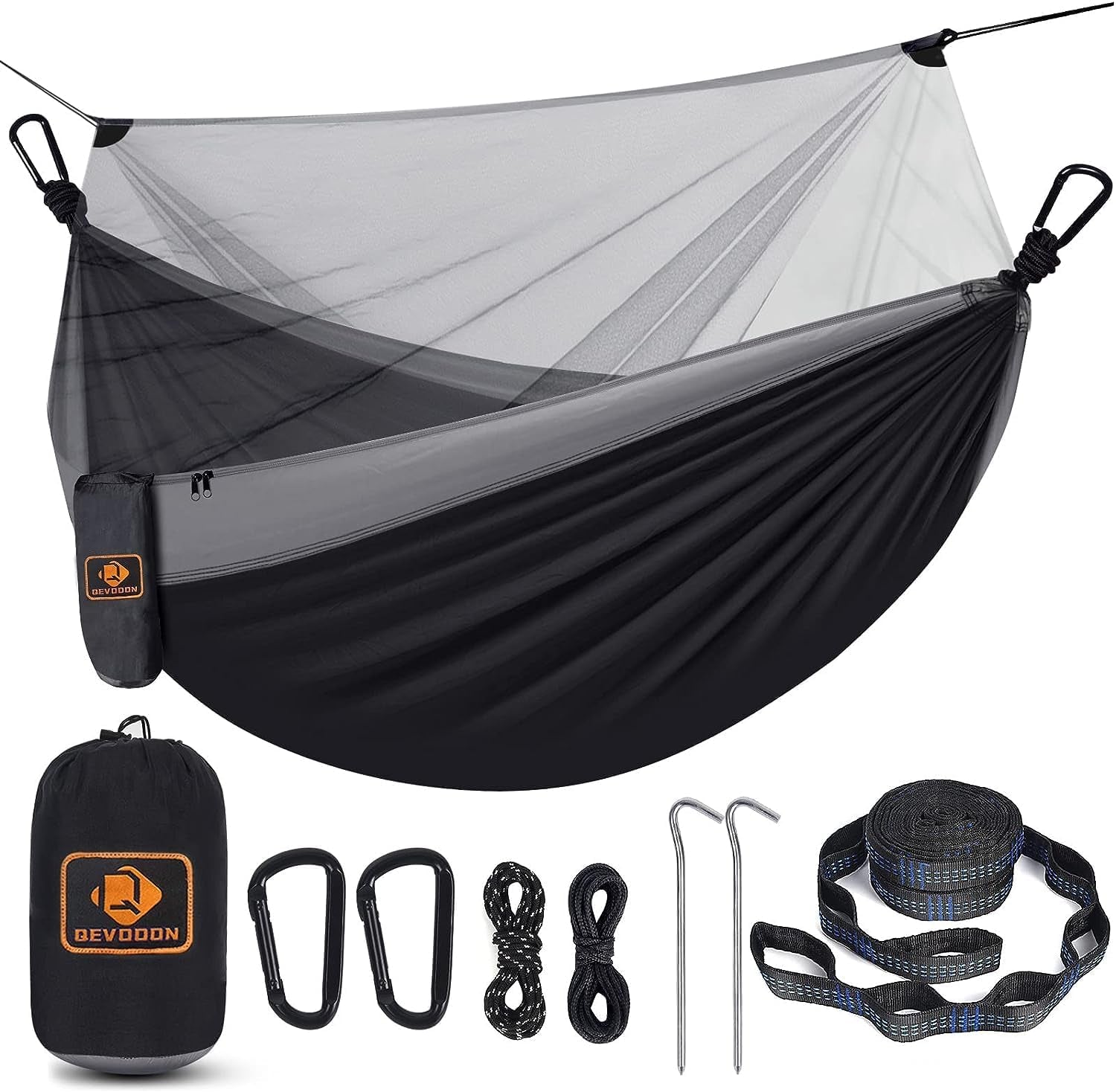 Camping Hammock with Net,Travel Portable Lightweight Hammocks with Tree Straps and Solid D-Shape Carabiners,Parachute Nylon Hammock for Outsides Backpacking Beach Backyard Patio Hiking - Kiki of DC Styles Store