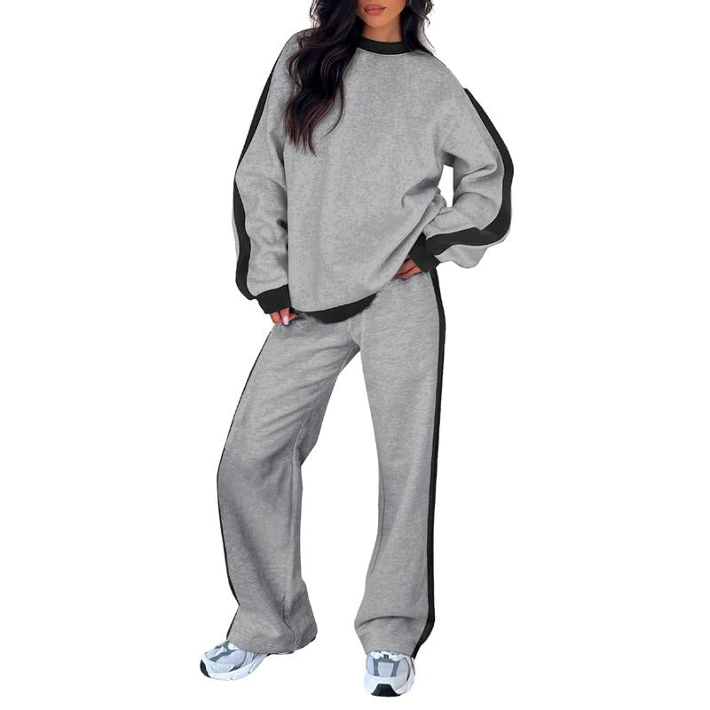 Aleumdr Women'S 2 Piece Outfit Fleece Sweatsuit Casual Lounge Matching Sets Crewneck Loose Fit Cozy Sweatshirt & Straight Leg Sweatpants Womenswear - Kiki of DC Styles Store