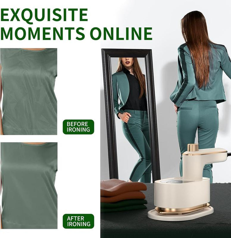 Upgrade Your Travel with the 2025 Mini Handheld Steamer Iron - Perfect for Home, Business, and On-the-Go (Beige/Green) - Kiki of DC Styles Store