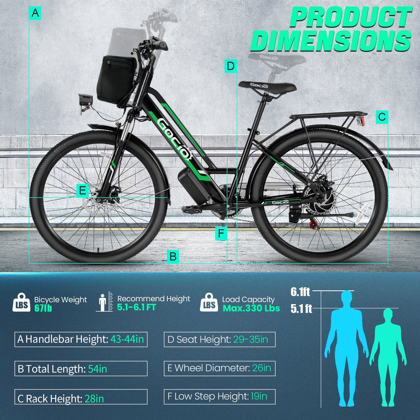 Experience the Thrill of Commuting with the GOCIO 26" Electric Bike: 500W Power, 19.8 mph Speed, and UL2849 Certified Safety for Adults