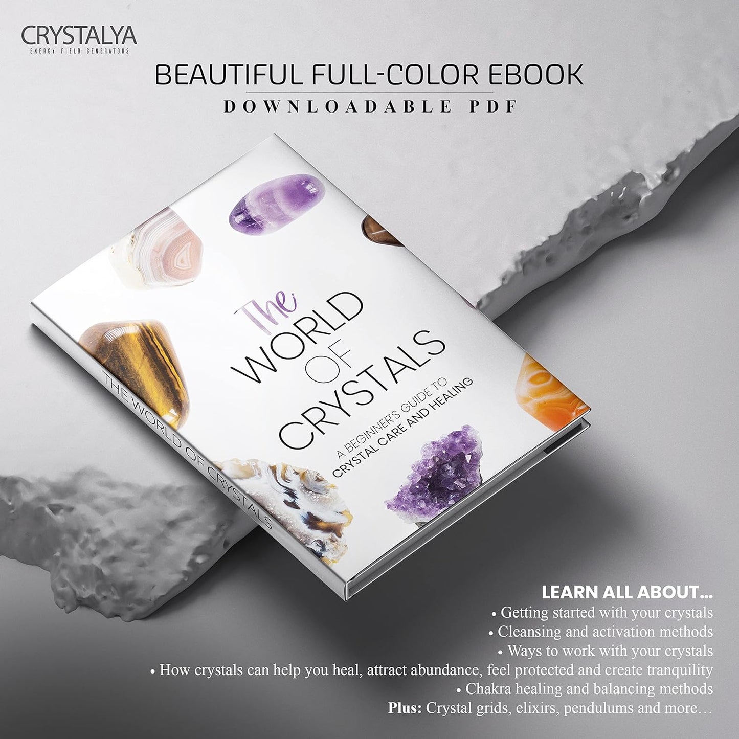 Large Premium Crystals and Healing Stones in Wooden Gift Box + 50Pg EBOOK – 7 Chakra Tumbled Gemstones, Amethyst Crystal, Rose Quartz, Quartz Crystal Point, and Info Guide, Made in U.S.A. - Kiki of DC Styles Store