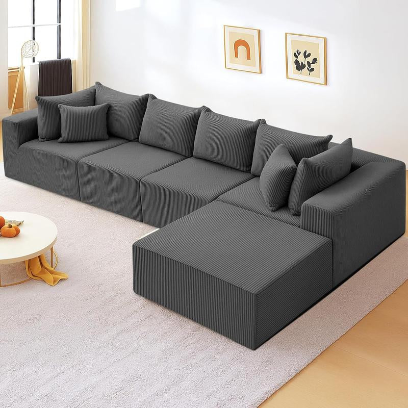 Oversize 131” L Shaped Modular Sectional Sofa Cloud Couches for Living Room,No Assembly Corduroy Convertible Sleeper Sofa Bed,Compression Memory Foam - Kiki of DC Styles Store
