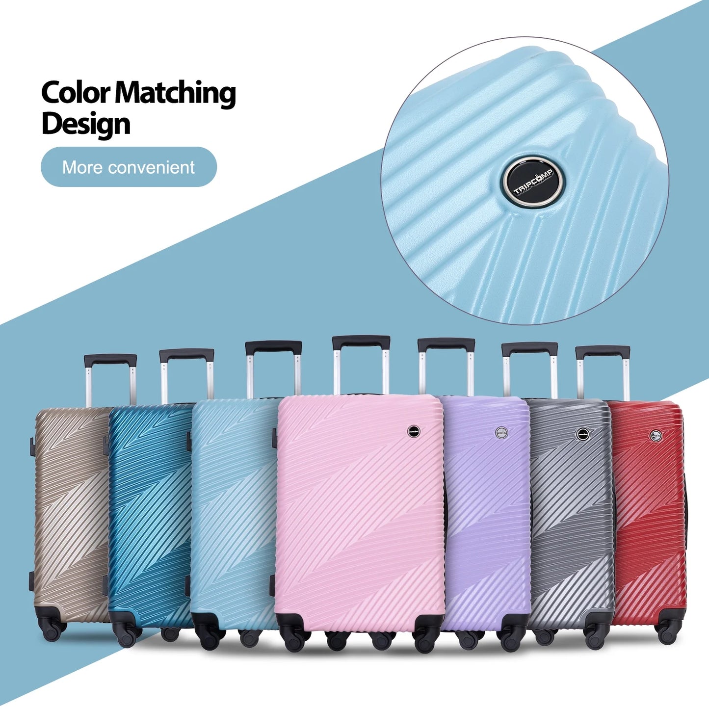 Luggage 3 Piece Set,Suitcase with Spinner Wheels Hardside Lightweight Luggage 20In24In28In.(Aqua Blue)