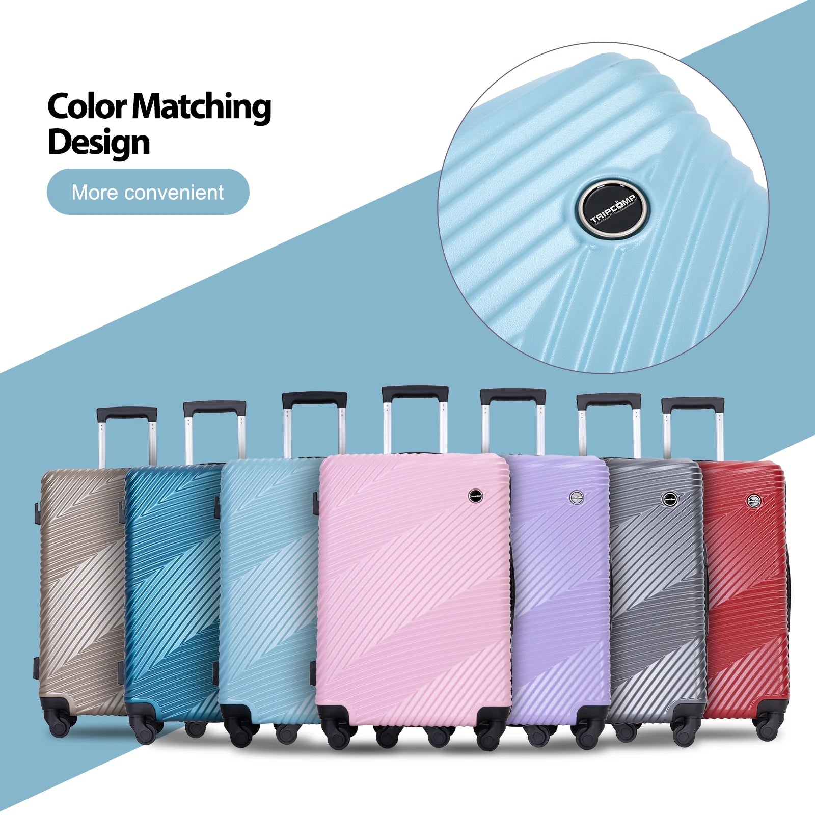 Luggage 3 Piece Set,Suitcase with Spinner Wheels Hardside Lightweight Luggage 20In24In28In.(Aqua Blue)