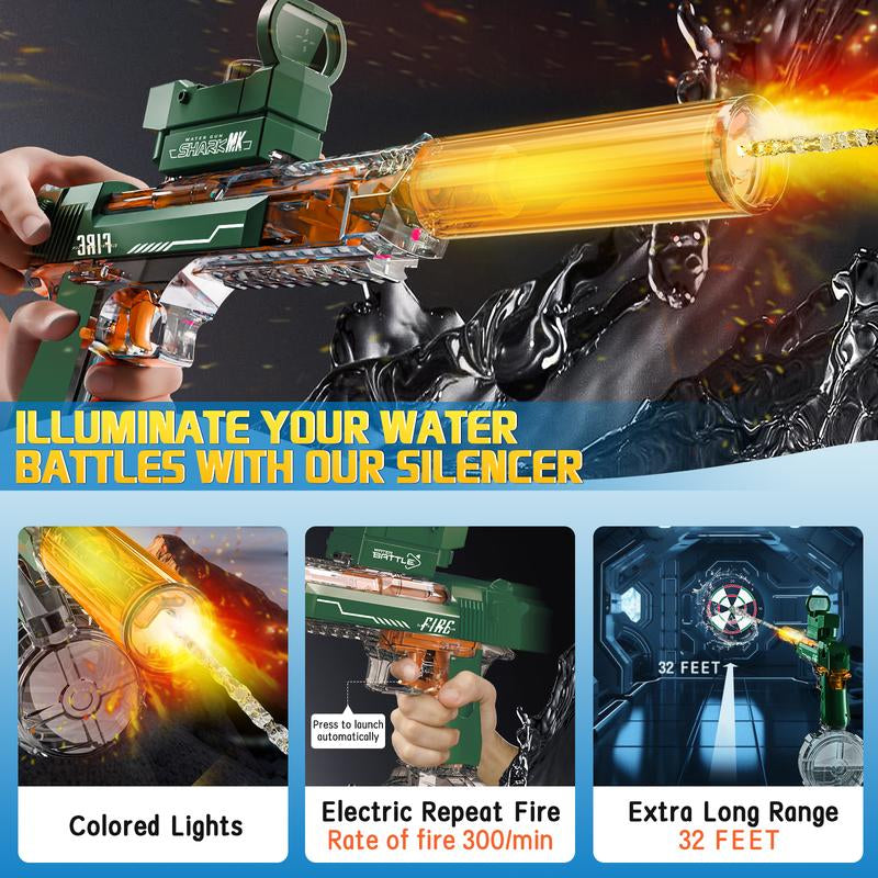 Talgic Multiplayer Team Game Toys Electric Automatic Water Machine Powerful, 32 Feet Shooting, Colored Lights, Summer Outdoor Swimming Pool Water Toy for Adult / Kids Aged 4 5 6 7 8+ - Kiki of DC Styles Store