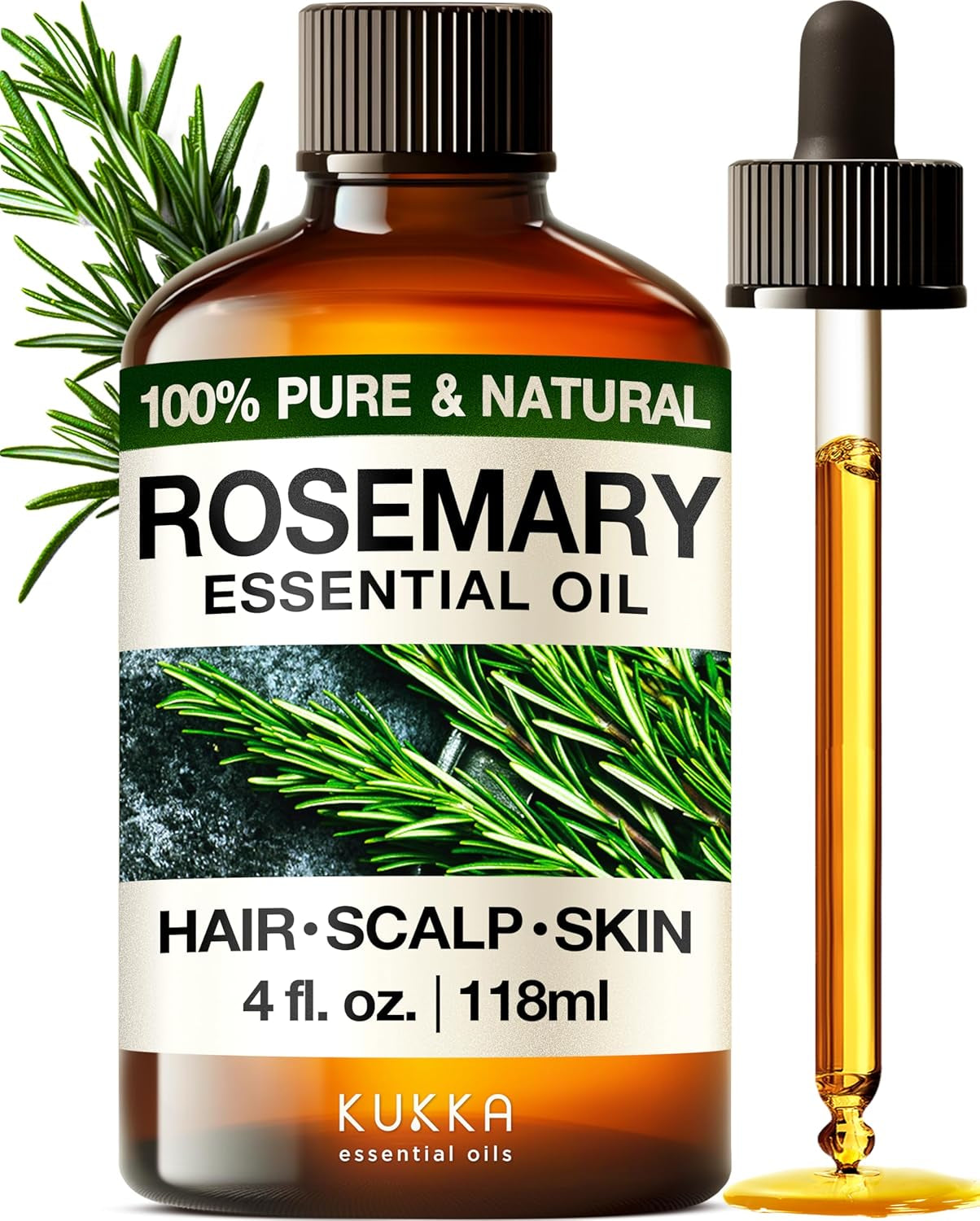 100% Pure & Natural Rosemary Oil for Hair, Skin, Aromatherapy & Soap Making Scent (4 Fl Oz / 118 Ml) - Kiki of DC Styles Store