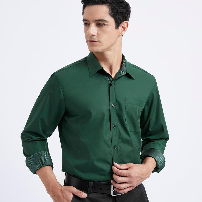 Men'S Dress Shirts Long Sleeve Button down Casual Shirts for Men Inner Contrast Formal Business Tuxedo Wedding Shirt