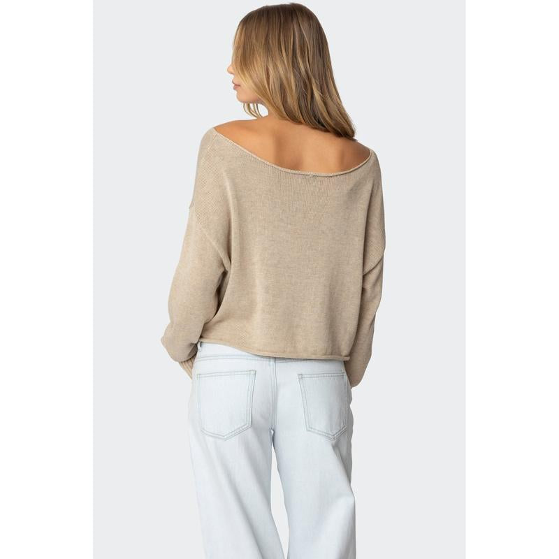 Aviv Oversized Wide Neck Sweater - Kiki of DC Styles Store