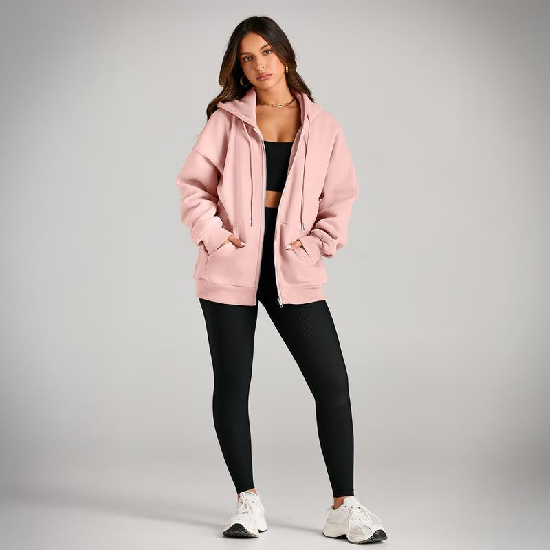 Chic Oversized Zip-Up Hoodies for Women - Trendy Fall & Winter Casual Jackets 2025