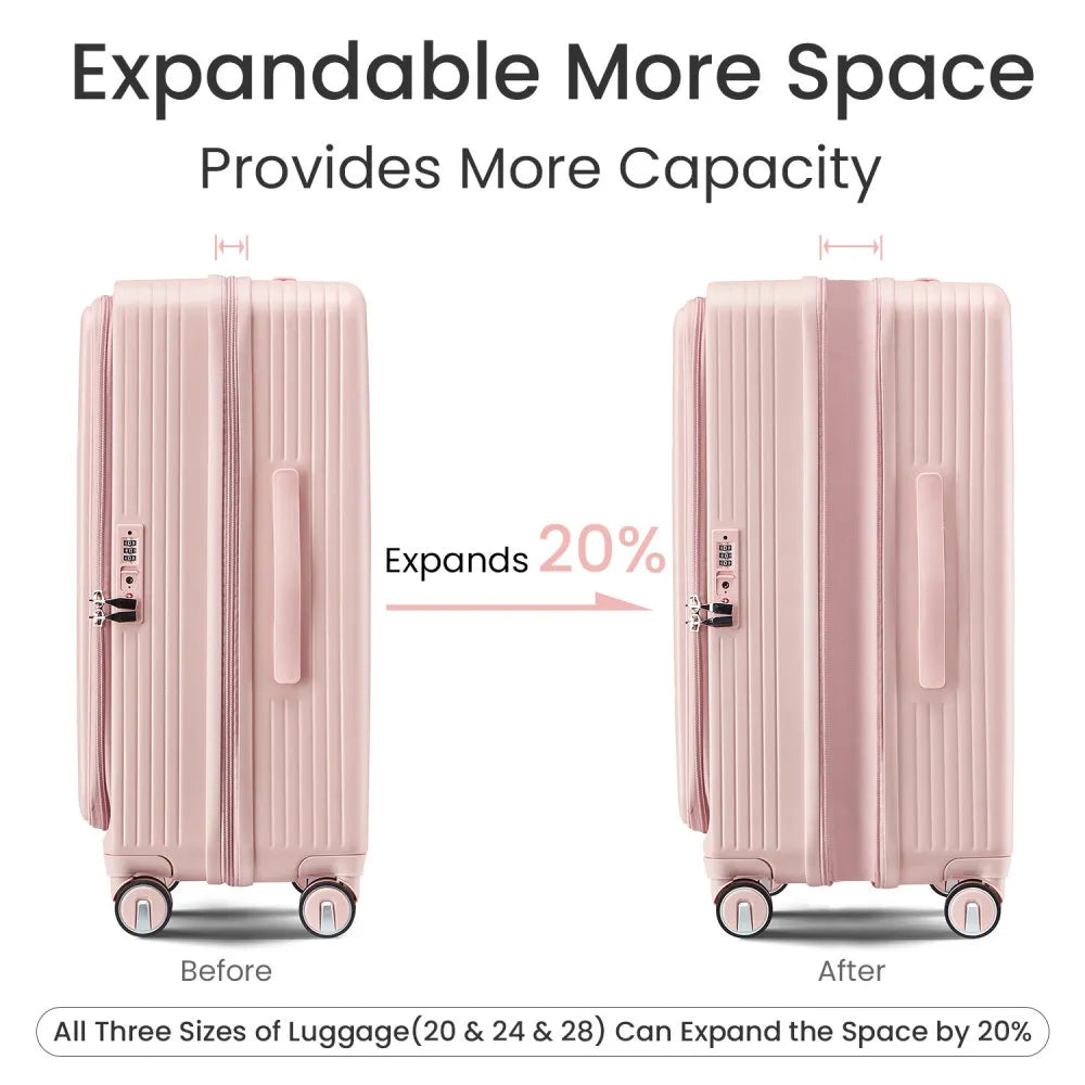 Luggage Sets 3 Piece Expandable Carry on Luggage with TSA Lock Airline Approved 100% PC Hard Shell and Lightweight Suitcase