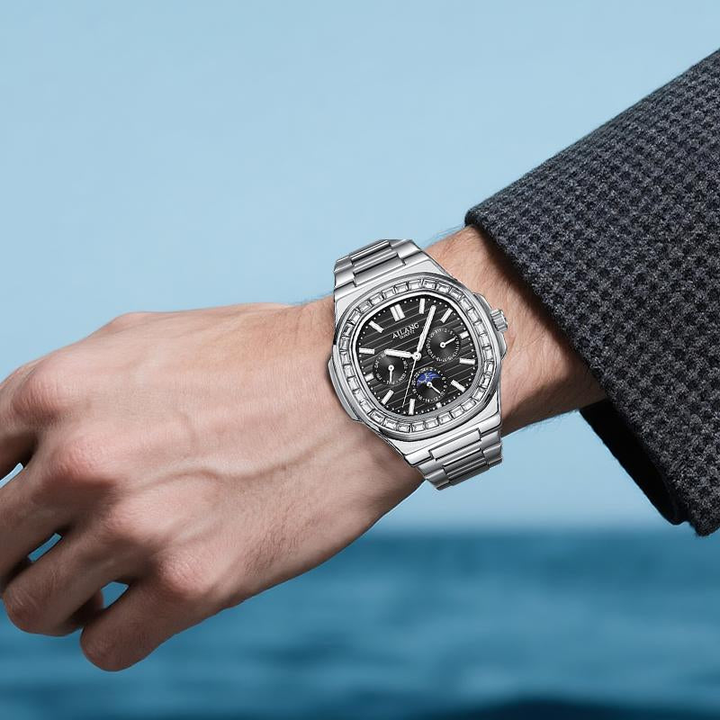 AILANG Exquisite Watch, Elegant Quartz Watch with Luminous Hand, Classic Business Rhinestone, and a Striking Blue Watch Face, a Stylish Gift for Any Occasion. - Kiki of DC Styles Store