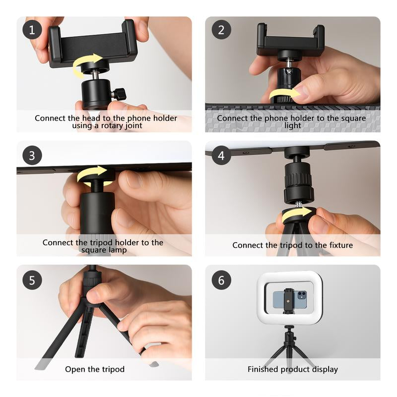 Portable Ring Light for Phone, LED Smartphone Light, Phone Video Stabilizer, Square Ring Light for Photography, Video Recording, Live Stream - Kiki of DC Styles Store