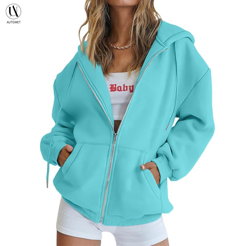 Chic Oversized Zip-Up Hoodies for Women - Trendy Fall & Winter Casual Jackets 2025
