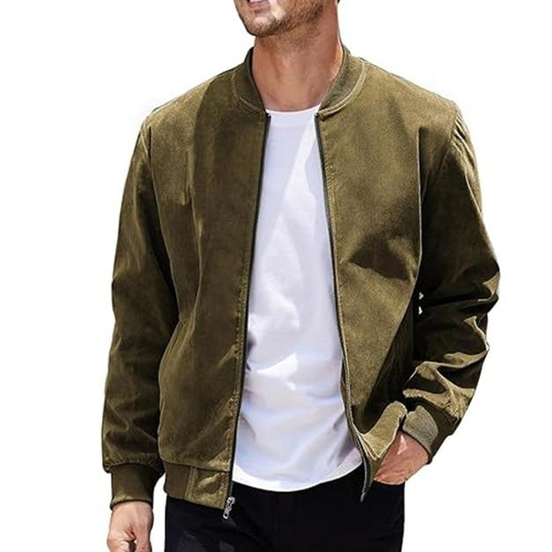 COOFANDY Men'S Casual Sports Jacket Retro Lightweight Suede Baseball Jacket, Fashionable Street Style Jacket, Suede Fabric Fashionable Comfortable Jacket, Men'S Top Coat, Men'S Jacket Coat - Kiki of DC Styles Store