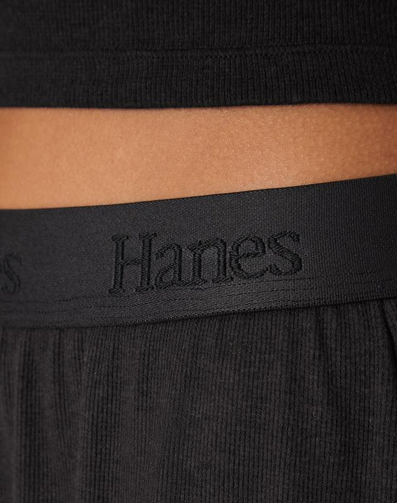 Hanes Originals Women's Supersoft Ribbed 2-Piece Lounge Set - Cropped Baby Doll Tee & Comfy Sleep Shorts