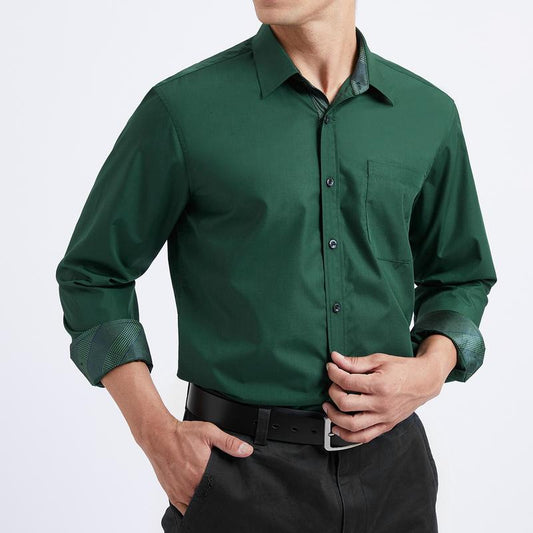 Men'S Dress Shirts Long Sleeve Button down Casual Shirts for Men Inner Contrast Formal Business Tuxedo Wedding Shirt