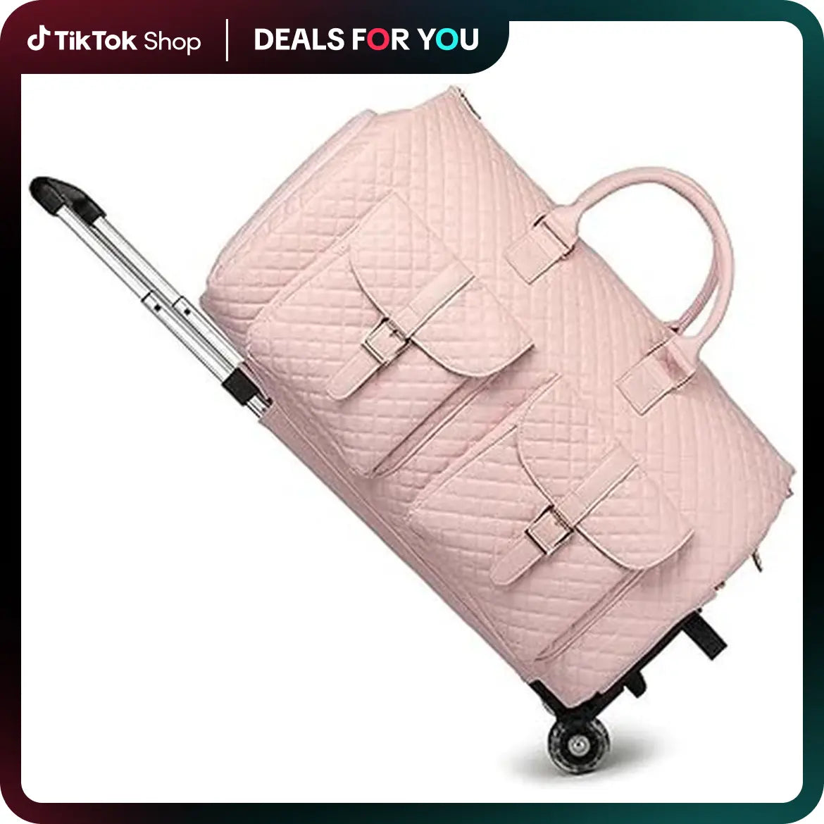 Travel in style with the SEYFOCNIA Pink PU Leather Rolling Garment Bag! Perfect for weekend getaways, this unisex expandable duffle bag is a must-have for your TikTok holiday haul! 🌟🧳✨