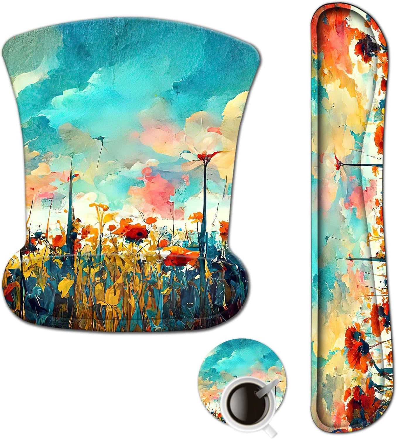 Keyboard Wrist Rest and Mouse Pad with Wrist Support, Ergonomic Mouse Pad, Durable Comfortable Lightweight for Easy Typing Pain Relief, Memory Foam Keyboard Mousepad Set, Teal Turqoise Marble - Kiki of DC Styles Store