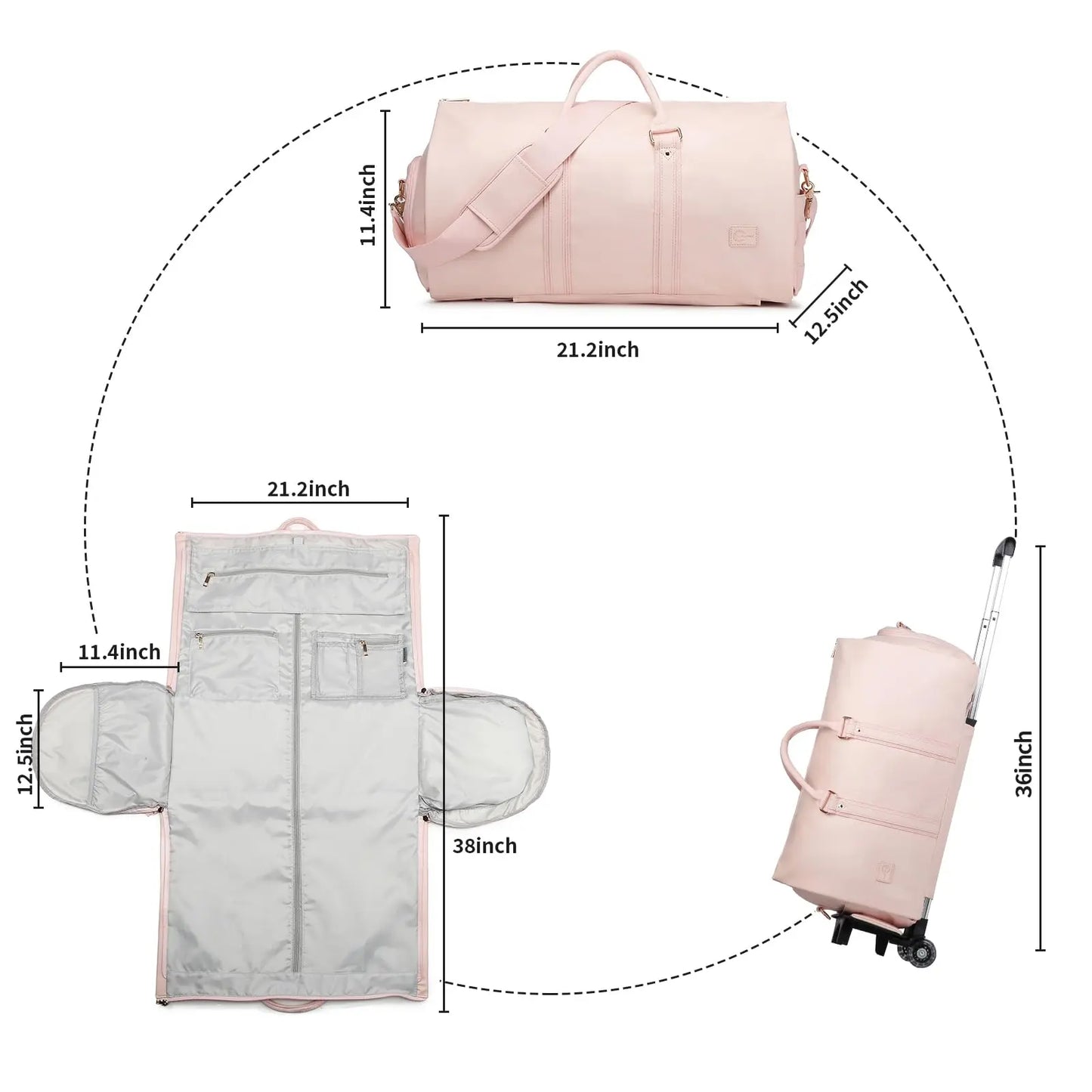 Travel in style with the SEYFOCNIA Pink PU Leather Rolling Garment Bag! Perfect for weekend getaways, this unisex expandable duffle bag is a must-have for your TikTok holiday haul! 🌟🧳✨