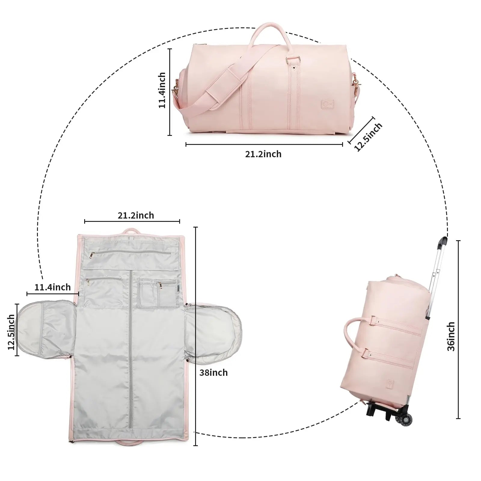 Travel in style with the SEYFOCNIA Pink PU Leather Rolling Garment Bag! Perfect for weekend getaways, this unisex expandable duffle bag is a must-have for your TikTok holiday haul! 🌟🧳✨