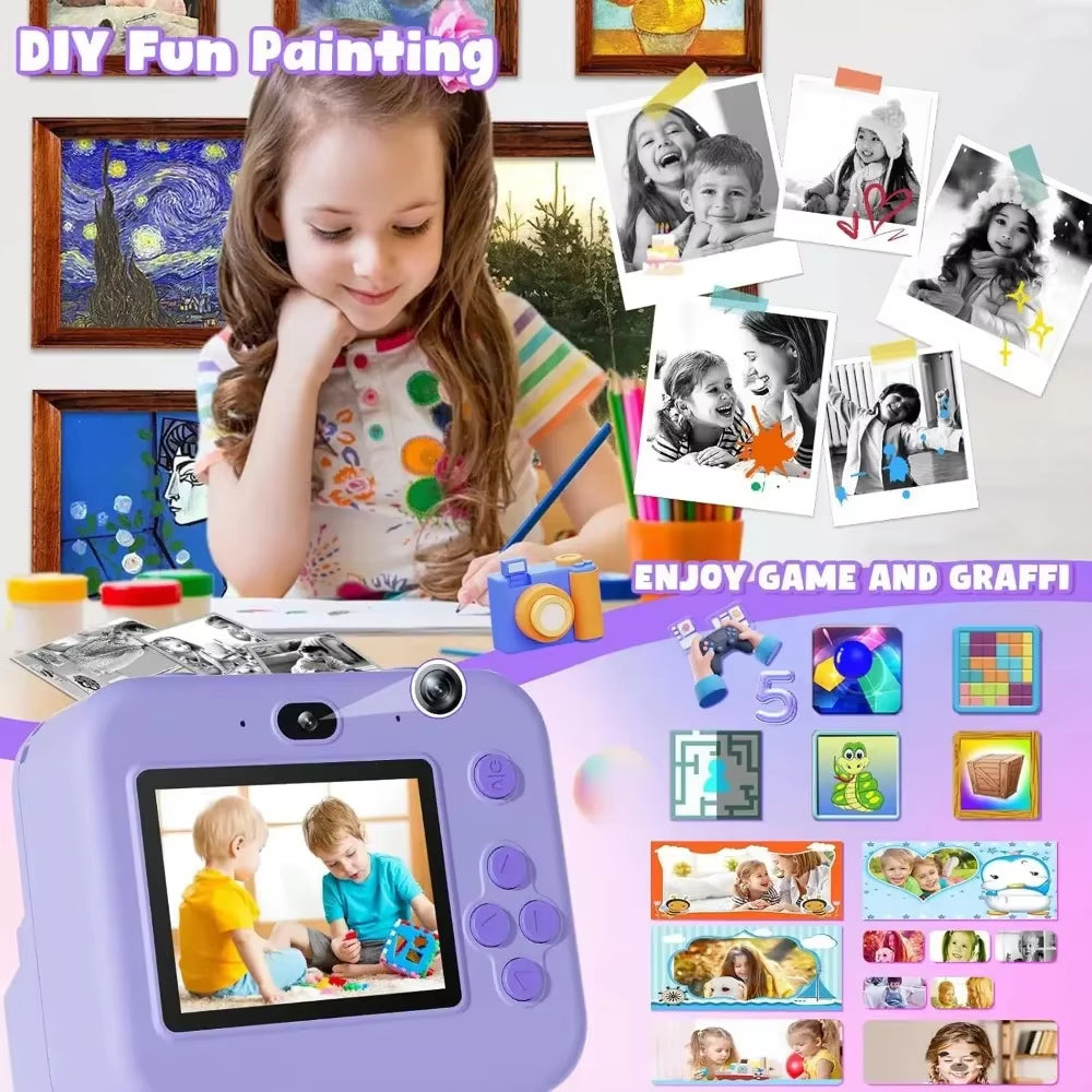 Children'S Mini Digital Video Camera with Thermal Printing & Multiple Image Stabilization, 32GB Card Included - Kiki of DC Styles Store