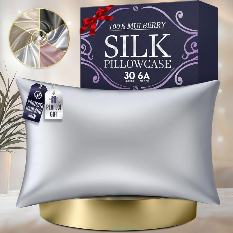 DECOLURE 100% Pure Mulberry Silk Pillow Case Standard Size – Highest Grade 30 Momme 6A+, Luxuriously Soft & Cooling Silk Pillowcase for Hair & Skin, Hypoallergenic, Breathable, Hidden Zipper - Kiki of DC Styles Store