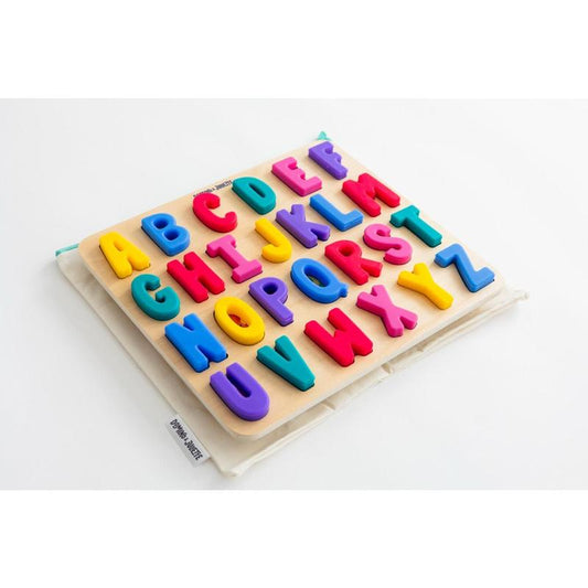 Domino & Juliette ABC Find & Fit Silicone Puzzle for Toddlers & Kids – Play & Learn with ABC Wooden and Silicone Toddler Puzzle Set with Storage Bag for Fine Motor Skills & Visual Perception Development - Preschool Learning Activity - Kiki of DC Styles Store