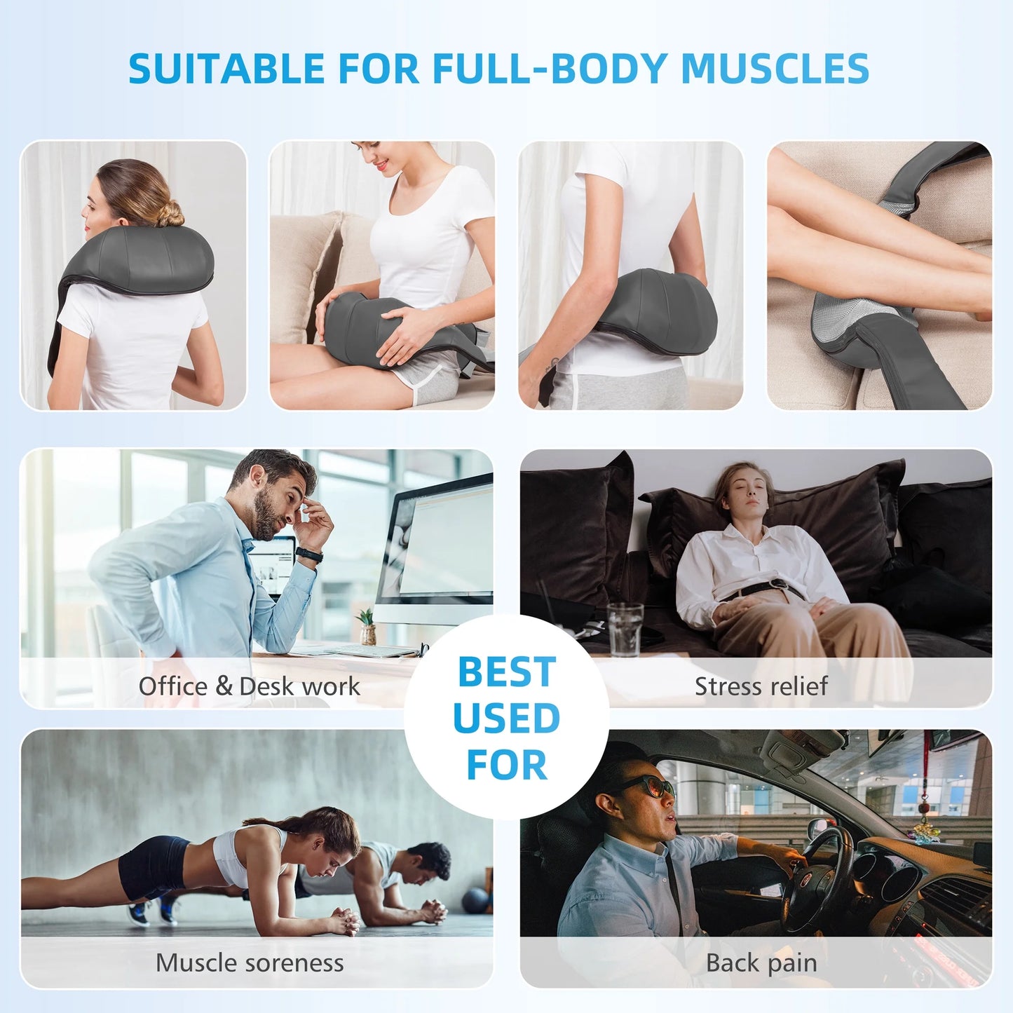 4D Shiatsu Neck and Back Massager with Heat for Pain Relief - Ideal Gift for Parents