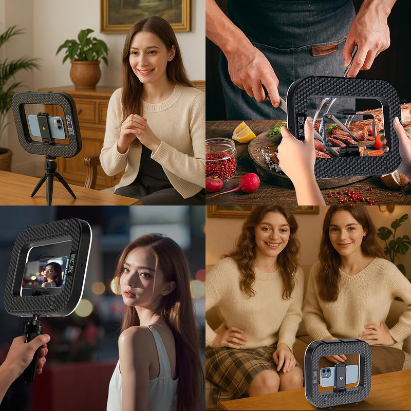 Portable Ring Light for Phone, LED Smartphone Light, Phone Video Stabilizer, Square Ring Light for Photography, Video Recording, Live Stream - Kiki of DC Styles Store