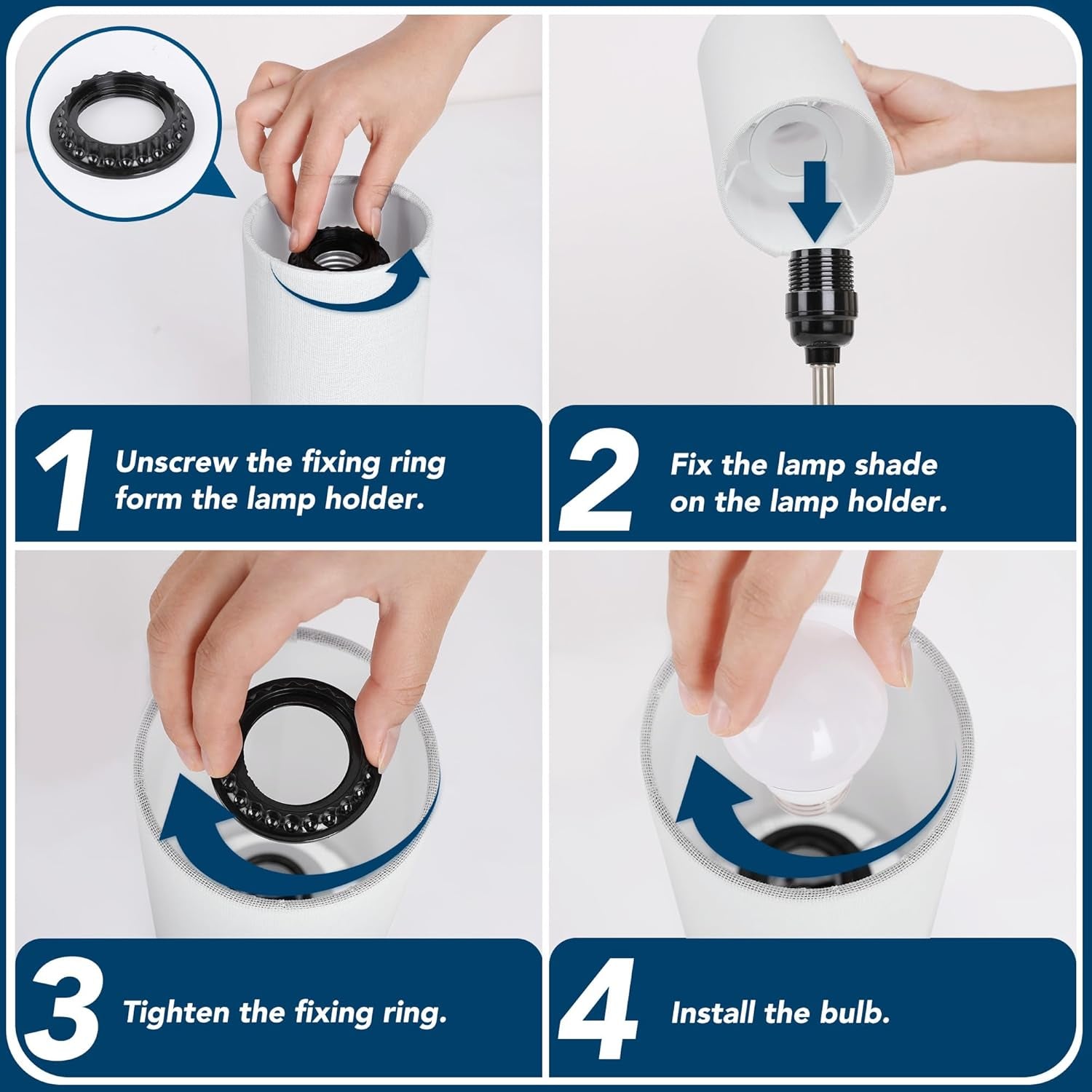 Touch Control Table Lamp Set of 2, 3-Way Dimmable Bedside Nightstand Lamps with 2 USB Ports & 2 AC Outlets, Modern Tabletop Lamps with White Shades, Desk Lamp for Bedroom Living Room, 2 Bulbs Included - Kiki of DC Styles Store