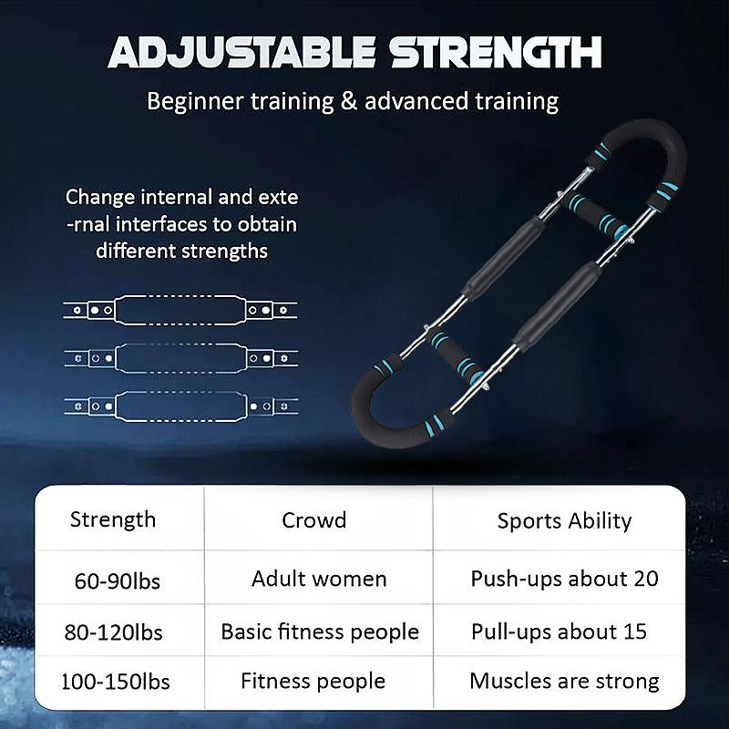 Adjustable Twister Arm Trainer (60-120 lbs) - Portable Spring Resistance Bar for Enhanced Chest and Grip Strength Training at Home