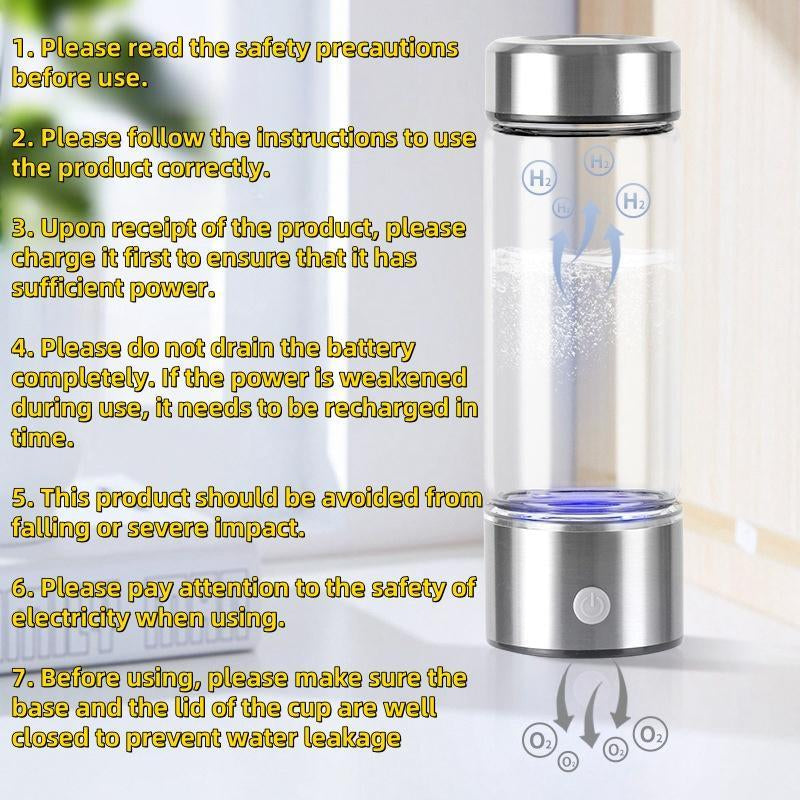 Hydrogen Water Bottle, USB Rechargeable Hydrogen Water Generator, Water Ionizer Machine, Drinking Supplies for Home, Office, Travel