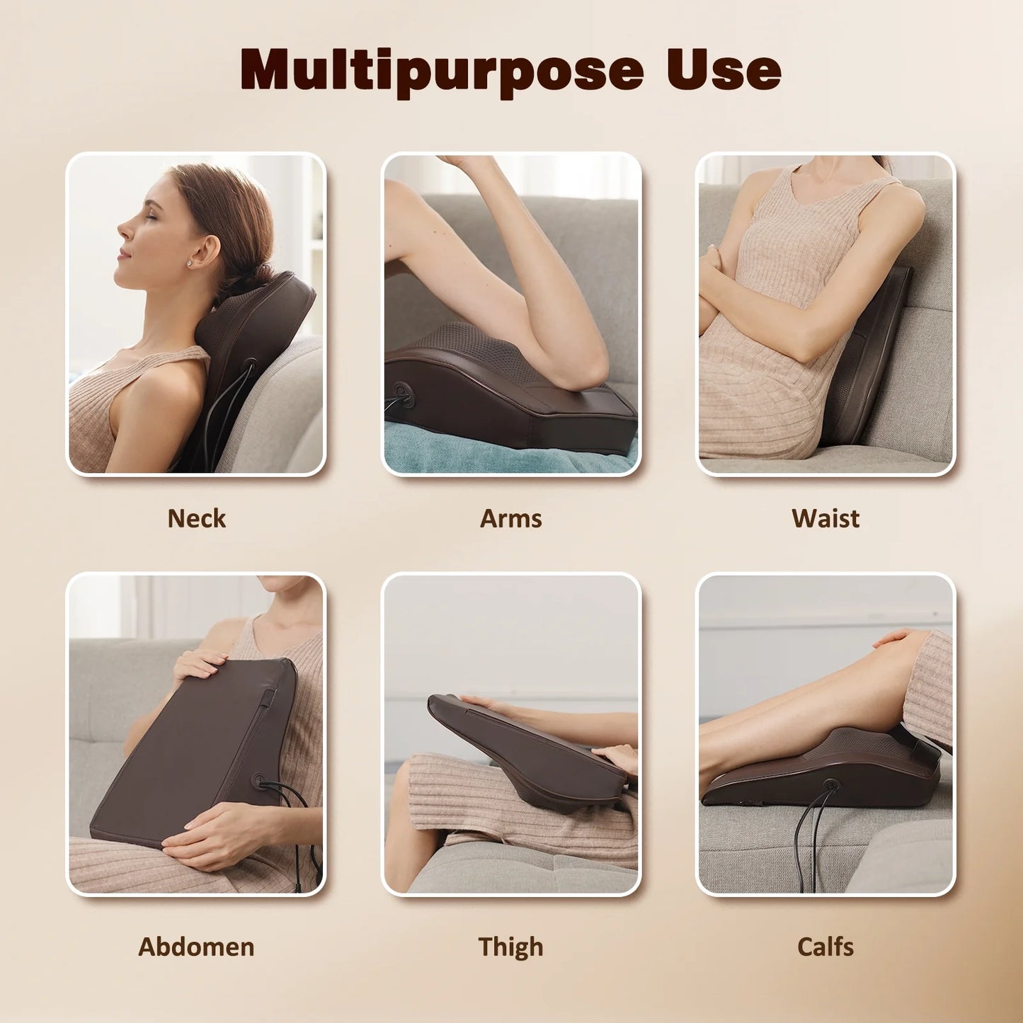 Back Massager with Heat and Vibration, Shiatsu Neck Massager Pillow Deep Tissue Care, Brown Gift for Mom and Dad